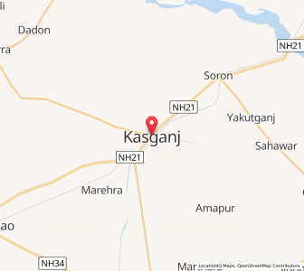 Map of Kasganj, Uttar Pradesh