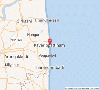 Map of Kaveripattanam, Tamil Nadu