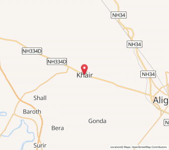 Map of Khair, Uttar Pradesh