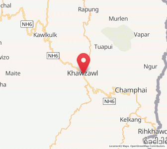 Map of Khawzawl, Mizoram