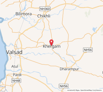 Map of Khergam, Gujarat
