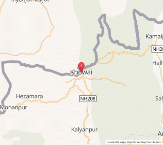 Map of Khowai, Tripura