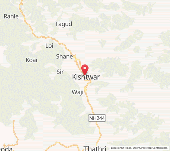 Map of Kishtwar, Kashmir