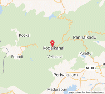 Map of Kodaikanal, Tamil Nadu