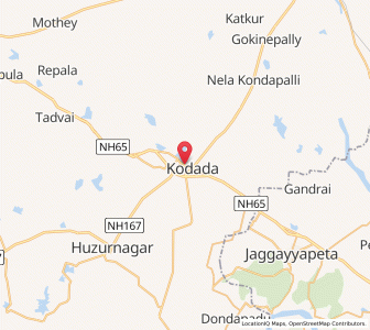 Map of Kodar, Andhra Pradesh