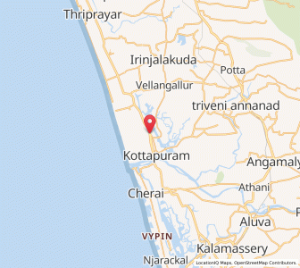 Map of Kodungallur, Kerala