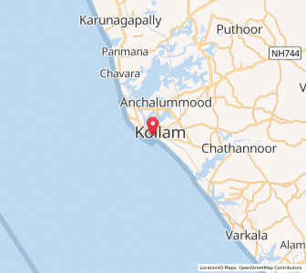 Map of Kollam, Kerala