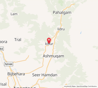 Map of Kolur, Kashmir