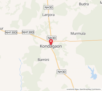 Map of Kondagaon, Chhattisgarh