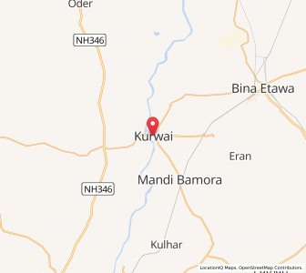 Map of Korwai, Madhya Pradesh