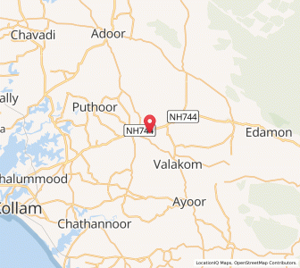Map of Kottarakara, Kerala