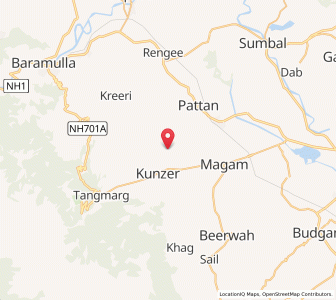 Map of Krishhom, Kashmir