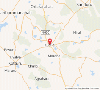 Map of Kudligi, Karnataka