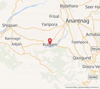 Map of Kulgam, Kashmir