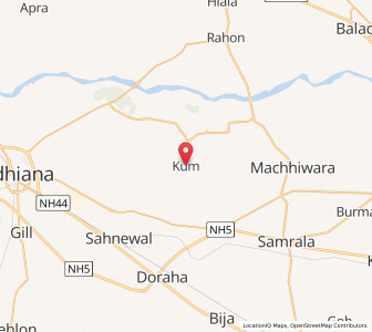 Map of Kum, Punjab