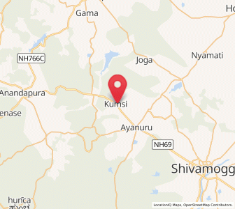Map of Kumsi, Karnataka