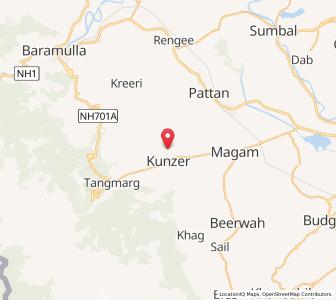 Map of Kunzar, Kashmir