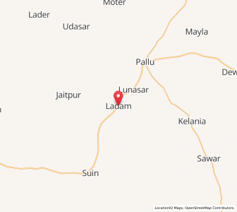 Map of Ladam, Rajasthan