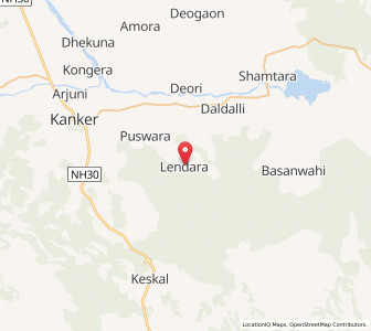Map of Lendara, Chhattisgarh