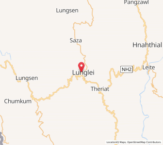 Map of Lunglei, Mizoram