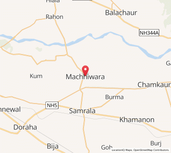 Map of Machhiwara, Punjab