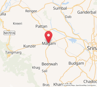 Map of Magam, Kashmir