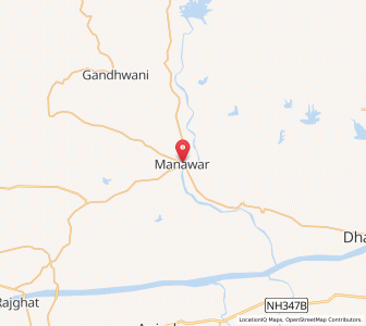 Map of Manawar, Madhya Pradesh