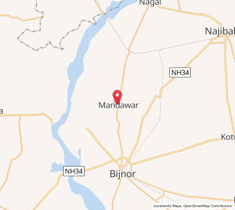Map of Mandawar, Uttar Pradesh