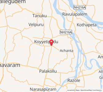 Map of Maruteru, Andhra Pradesh