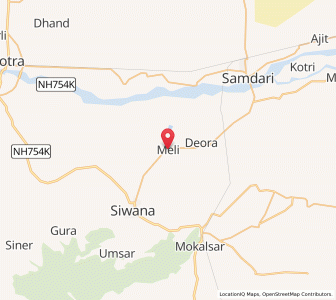 Map of Meli, Rajasthan
