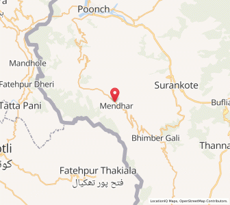 Map of Mendhar, Kashmir