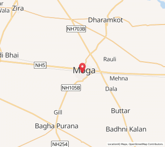 Map of Moga, Punjab