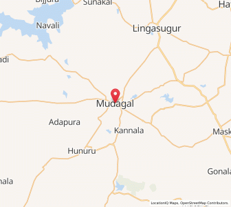 Map of Mudgal, Karnataka