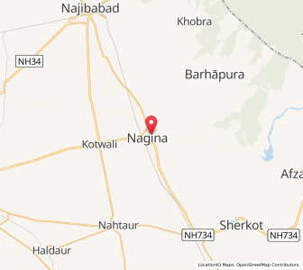 Map of Nagina, Uttar Pradesh
