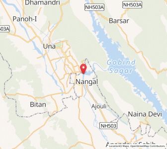 Map of Nangal Dam, Himachal Pradesh