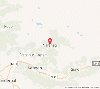 Map of Nara Nag, Kashmir