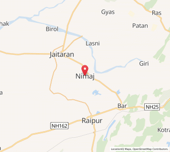 Map of Nīmāj, Rajasthan