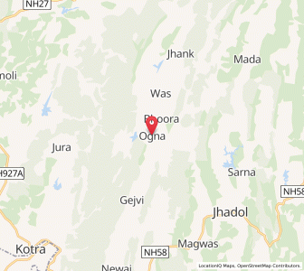 Map of Ogna, Rajasthan
