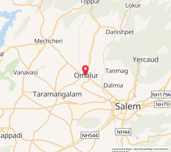 Map of Omalur, Tamil Nadu