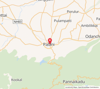 Map of Palani, Tamil Nadu