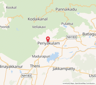 Map of Periyakulam, Tamil Nadu