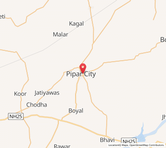 Map of Pipar, Rajasthan