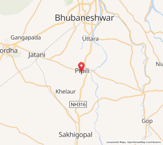 Map of Pipili, Odisha