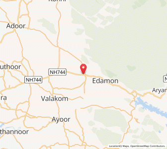 Map of Punalur, Kerala