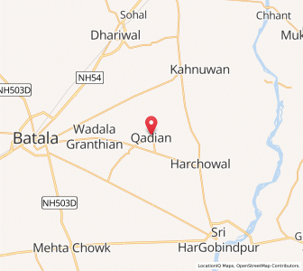 Map of Qadian, Punjab