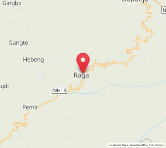 Map of Raga, Arunachal Pradesh