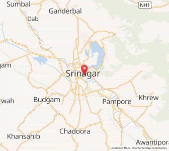 Map of Rajbagh, Kashmir