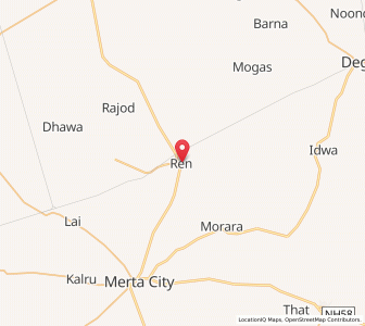 Map of Ren, Rajasthan