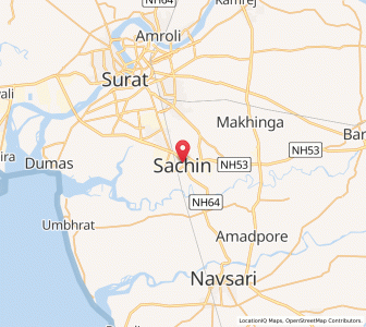 Map of Sachin, Gujarat