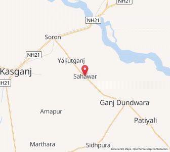 Map of Sahawar, Uttar Pradesh